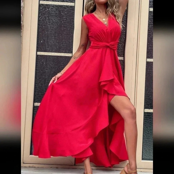 Twist Waist HighLow Hem Dress - Picture 1 of 6